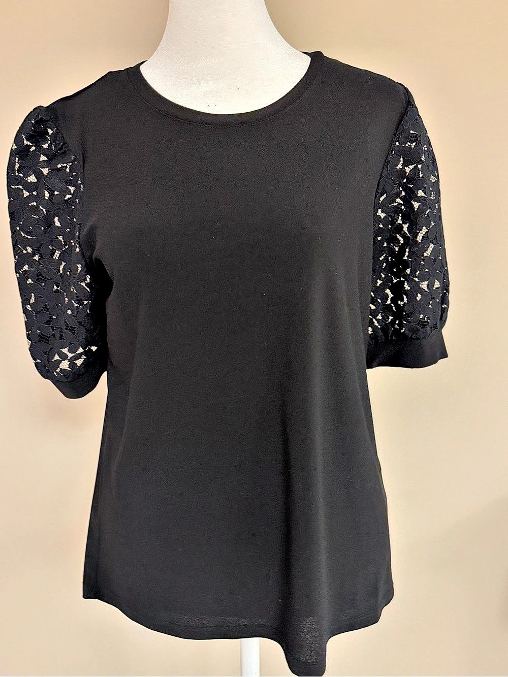 Cece Black Lace Sleeve Top Brand New